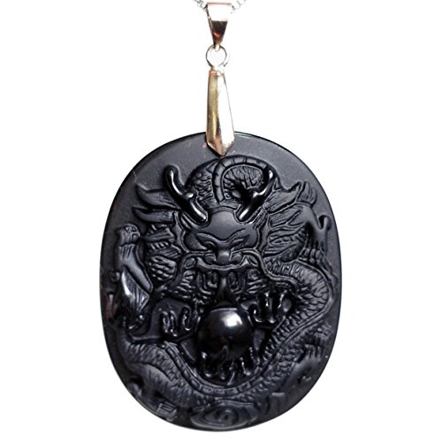 Bella Jade Chinese Zodiac Amulet/Talisman Pendant Necklace Made of Obsidian Gemstone: Horoscope Animal/Sign