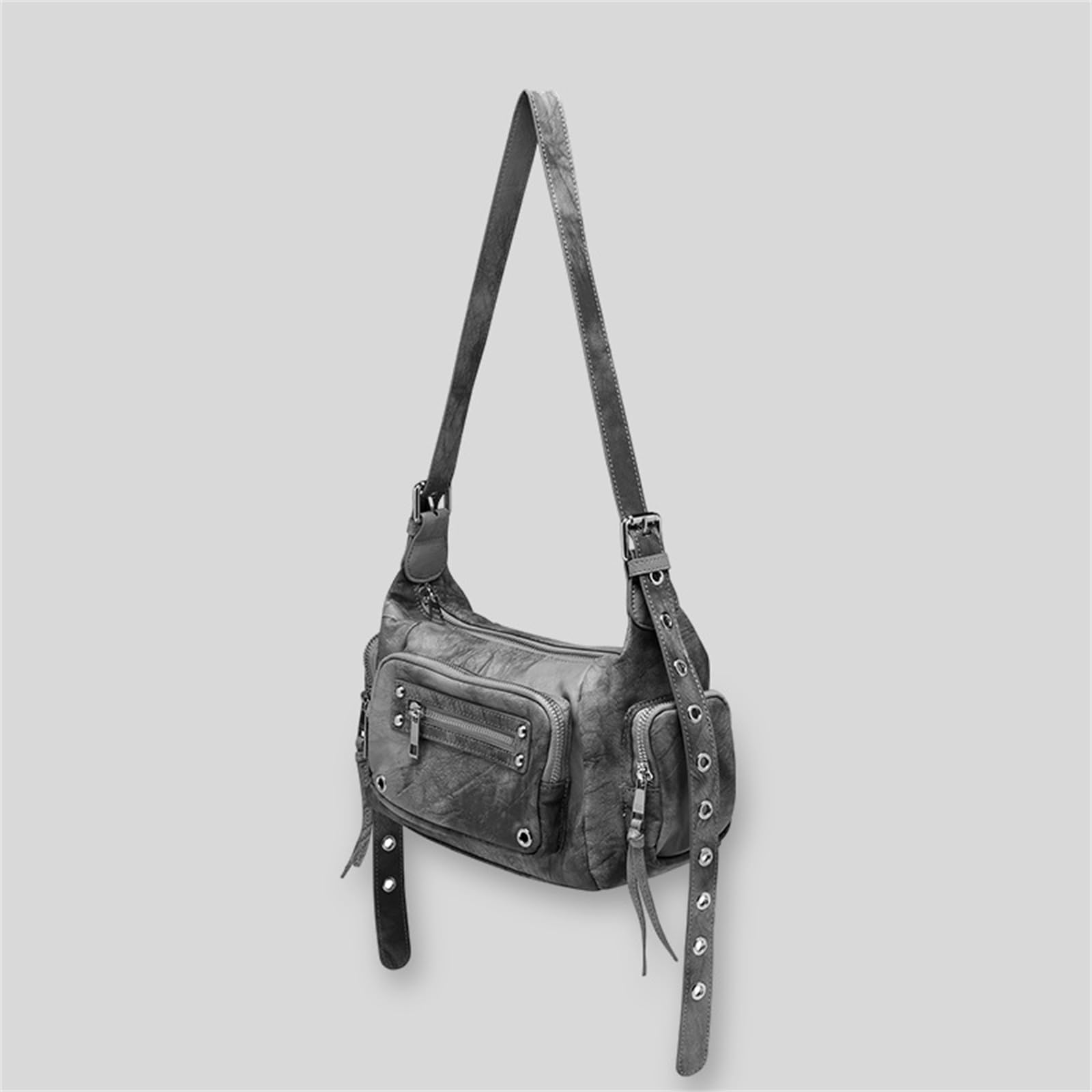 Borsa a tracolla in morbida pelle pieghevole da donna, elegante borsa larga con tasche multiple, morbida borsa a tracolla pieghevole in pelle per le donne elegante borsa larga Hobos con più