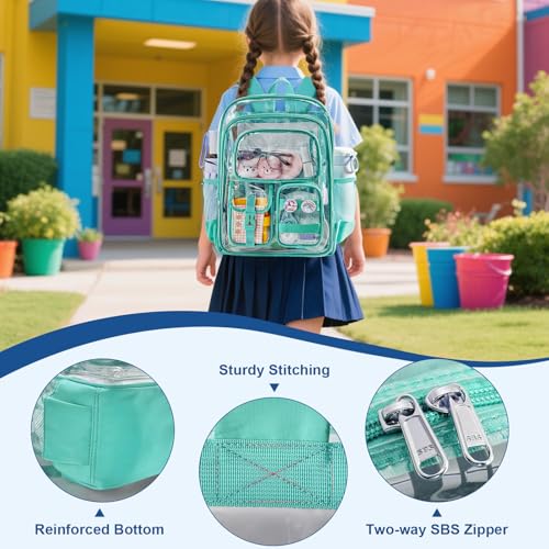 Image of Clear Backpack, Heavy Duty PVC Transparent Backpack with Reinforced Bottom, See Through Multiple Pockets Large Capacity Bookbag for Work Security Travel Festival