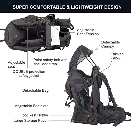 Baby-Backpack-Carrier-Safe-Toddler-Hiking-Backpack-Carrier-Camping-Child-Carriers-with-Rain-Cover-Child-Kid-Sun-Shade-Large-Storage-Space-Insulated-Pocket-Adjustable-Padded-Child-Seat