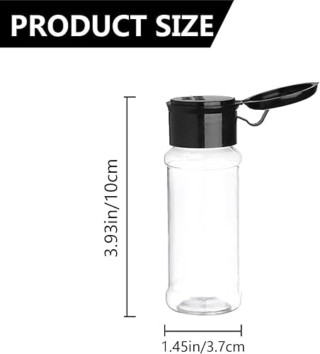 Miniatura 2 de Voittozege 50 tarros de especias de plástico con tapas de coctelera, tarros de especias para condimentos de 3.3 onzas líquidas, tarros de plástico