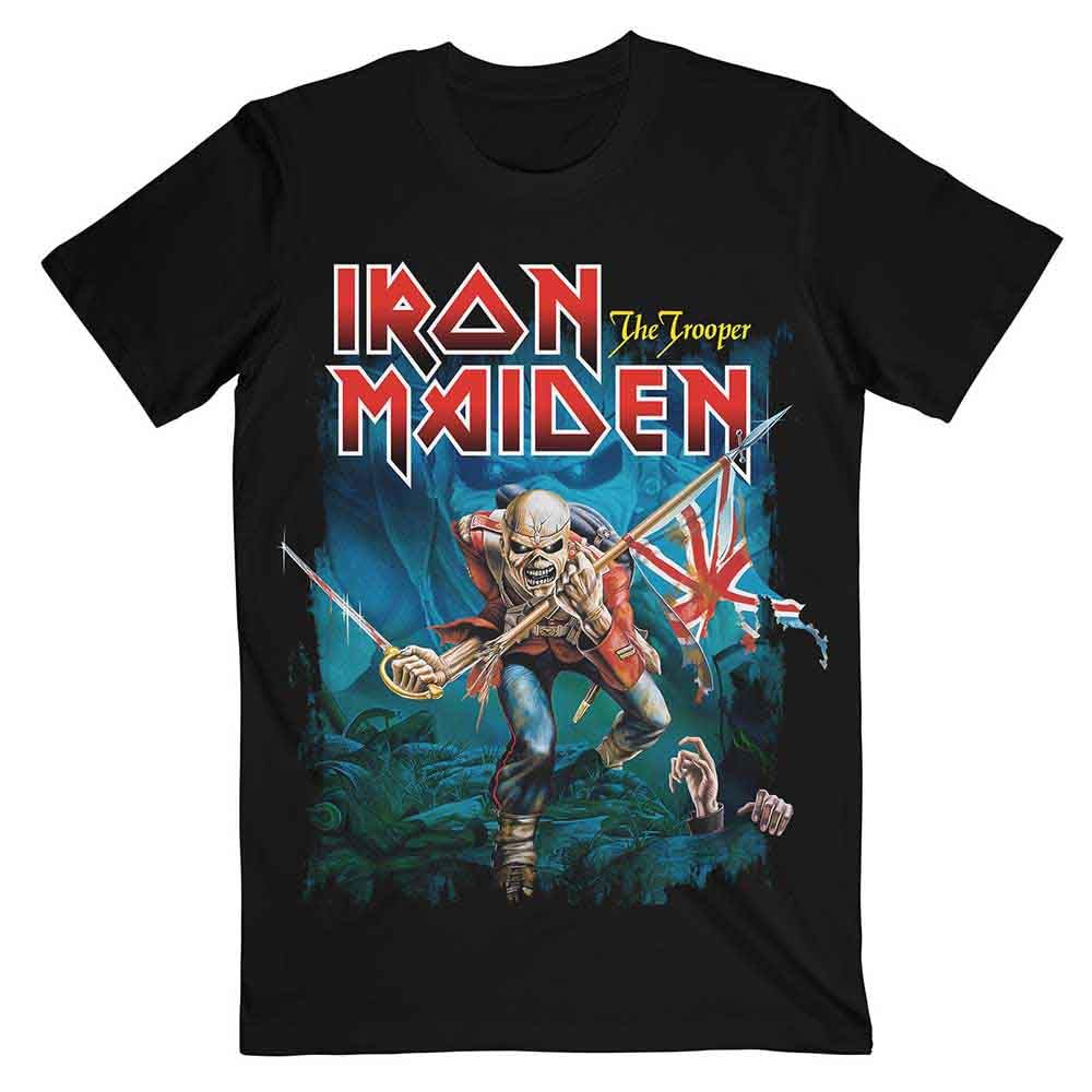 Rock Off Officially Licensed Products Unisex Black Iron Maiden T Shirt Trooper Eddie Large Eyes Logo Official Xxl