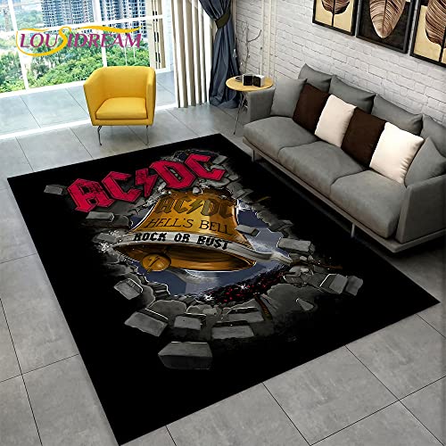 YZGAH ACDC Rock Band Bereich Teppich Groß, Teppich Teppich Für Zu Hause Wohnzimmer Schlafzimmer...