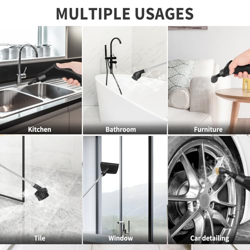 Image of 6 Level Adjustable Handheld Steam Cleaner for Home,15s Heat-Up Pressurized Steamer for Cleaning,1.29 Quarts Tank Portable Steam Cleaner Handheld for Car