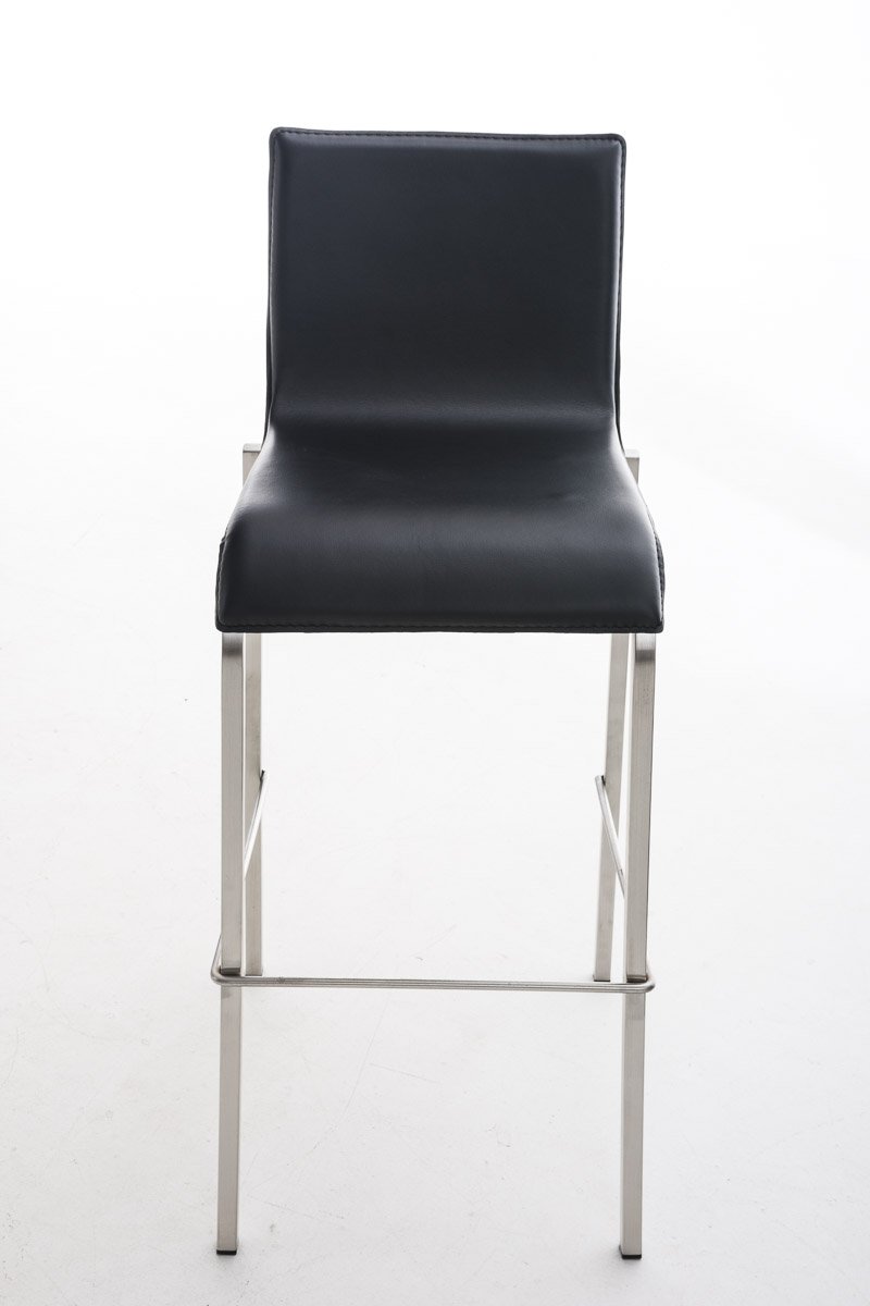 CLP Sgabello Bar Impilabile Avola In Acciaio E Similpelle I Sedia Alta Da Cucina Con Schienale Altezza Seduta 78 CM | Colore nero