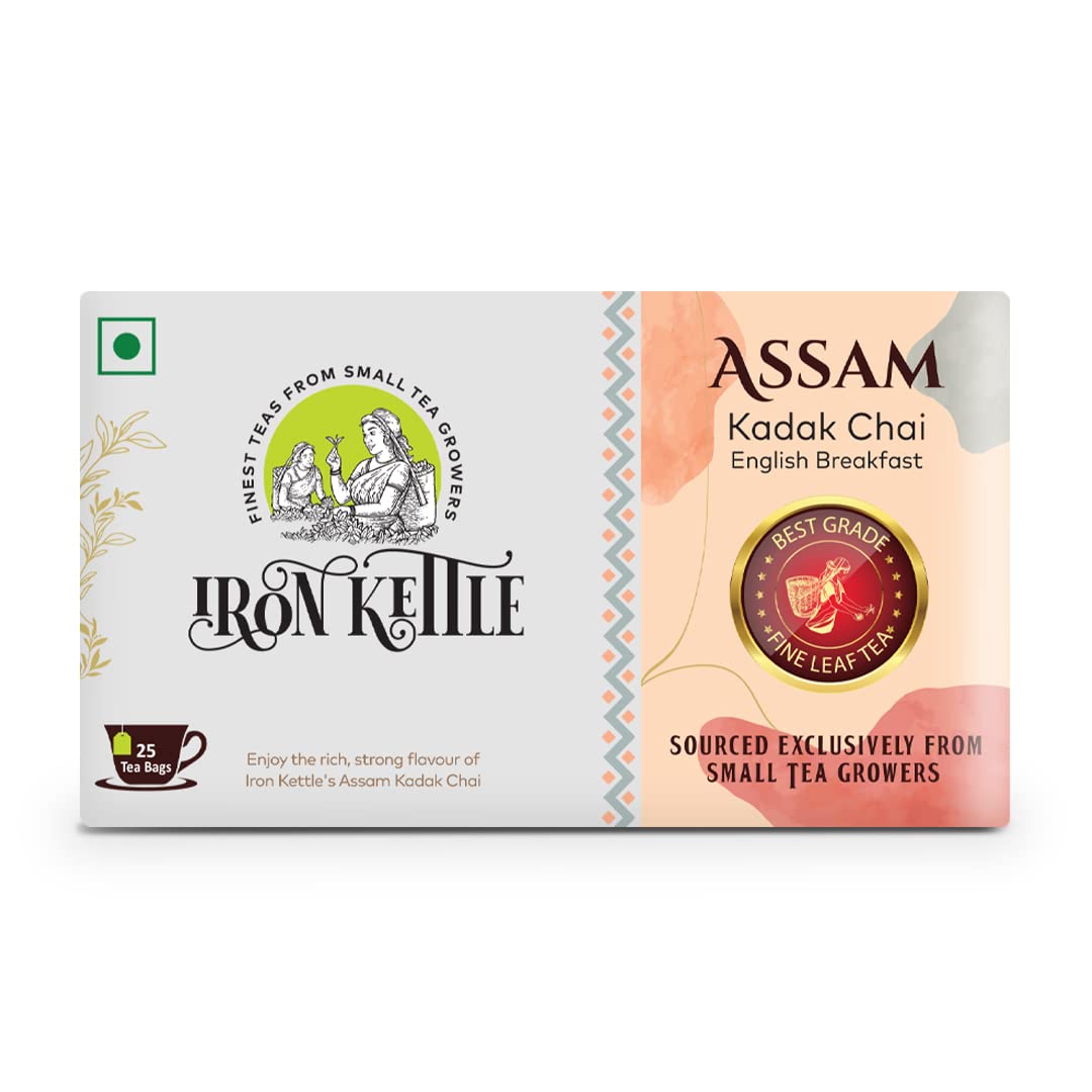 IRON KETTLE Kadak Chai English Breakfast Tea - 25 Tea Bags | Garden Fresh Strong Black Ctc Tea | Premium Tea With 60% Or More Fine Leaf Count, Assam, 100 Gram (B0BDM8J5G3) Amazon Price History, Amazon Price Tracker