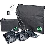 Stash Bros Smell Proof Bag - Mini & Large Smell Proof Container + 3 Smell Proof Baggies & Lock - Accessories with Activated Carbon Lining