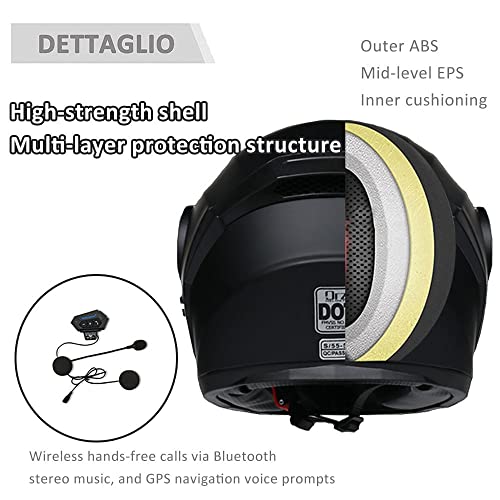Bluetooth Modular Motorcycle Helmet DOT/ECE Approved Full Face Flip up Anti-Fog Double Visor Helmet Built-in Dual Speaker with Microphone for Adult Men and Women