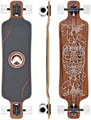 Black Longboards Collection. Maple Longboard Skateboard Complete for Cruising, Carving, Freestyle, Dancing, Downhill, Freeride (Samurai)