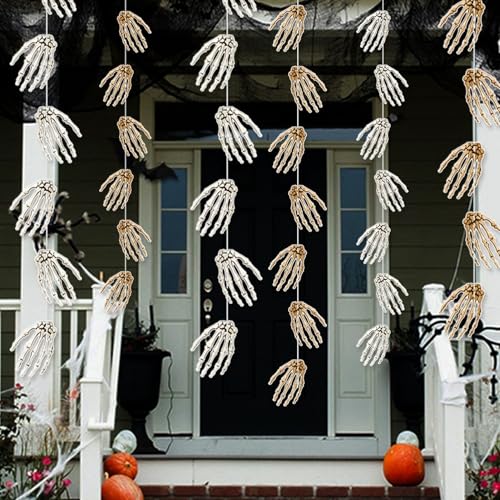 1PCS Halloween Garlands with Hand Bone Pendant - 39in Halloween Decorations Indoor Halloween Party Horror Hanging Decorations（6 Strings）