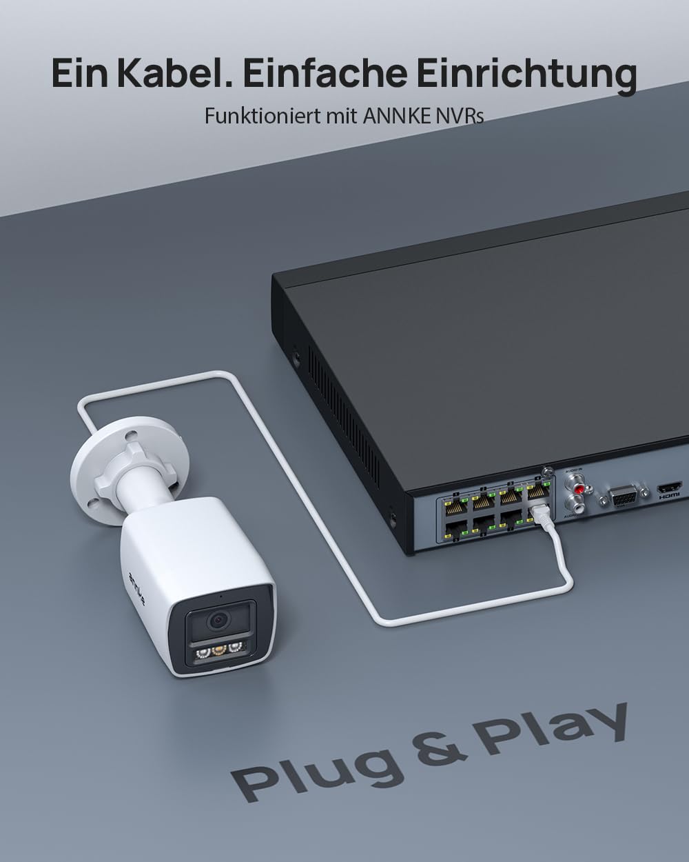 ANNKE 4K PoE Überwachungskamera Aussen mit Personen-/Fahrzeugerkennung | 8MP IP Kamera mit Audio und microSD Kartensteckplatz, EXIR 2.0 Farbnachtsicht, IP67 Wasserfest