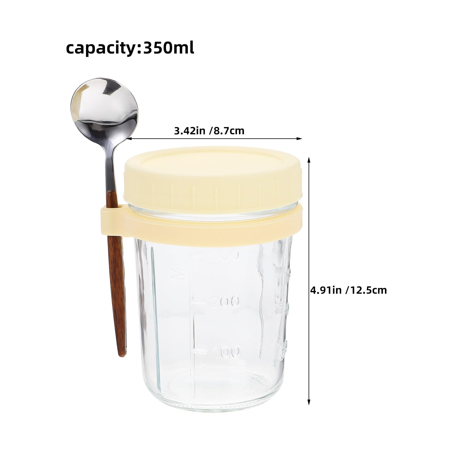 DOITOOL 4 contenitori in vetro per fiocchi d'avena per la notte con cucchiai - Barattoli da 350 ml per fiocchi d'avena per la notte - Contenitore per d' a prova di perdite Barattolo per la