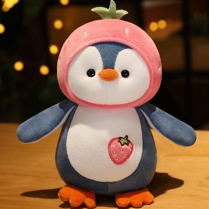 HUG 'n' FEEL SOFT TOYS – Fruit Penguin Pink 25cm Soft Toy Plush Toy | Big Stuffed Animal | Ultra Soft, Huggable & Cuddly Gift for Kids, Girls, Boys | Perfect for Birthday, Valentine’s Day