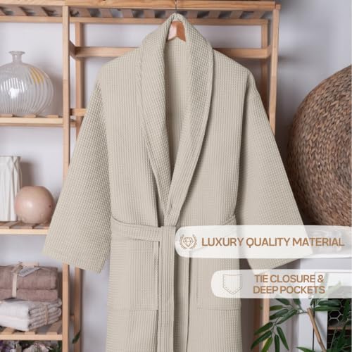 SALBAKOS 100% Turkish Cotton Waffle Robe for Women & Men | Heirloom Quality | Hotel & Spa Collection Unisex Wafle Robe3