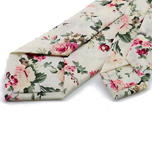 Image of Mantieqingway Floral Ties for Men Skinny Cotton Tie Flower Necktie