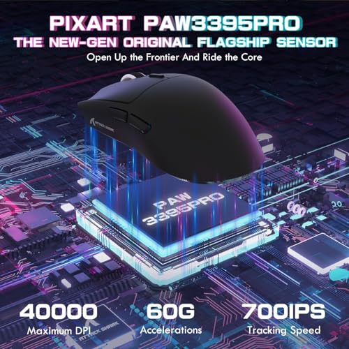 Image of ATTACK SHARK X1 Ultralight Tri Mode Wireless 40000 DPI Gaming Mouse-Black | Magnetic RGB Charging Dock,PixArt PAW3395 Pro Sensor,BT /2.4Ghz /Wired,1K Polling,Optical Micro Switch,Driver for PC Mac Gamer