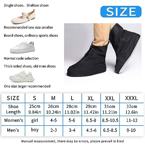 JEVRKAPZ Rain Boots Shoe Covers Waterproof for Men Women Shoe Protectors with Zipper Not-Slip Reusable Overshoes Galoshes for Hiking Climbing Camping Cycling Rainy Day (Black, XXXL) by JEVRKAPZ - Image 2