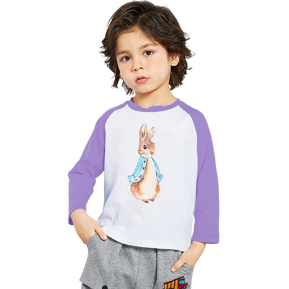 Toddler Baby Girls Boys Easter Rabbit T-Shirt Kids Bunny Graphic Raglan Long Sleeve Casual Baseball Cotton Tee Tops