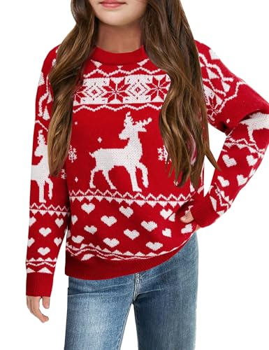 Girl's Sweater Cable Knit Long Sleeves Crew Neck Soft Casual Pullover Sweaters