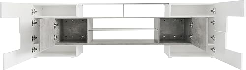 Miniatura 5 de P PURLOVE Soporte de TV moderno con almacenamiento, soporte de TV LED negro, centro de entretenimiento para juegos, gabinete de TV con luces LED que