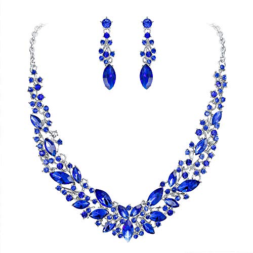 Clearine Femme Parure Bijoux Mariage Cristal Oval Cluster Collier Plastron Boucles d'oreilles...