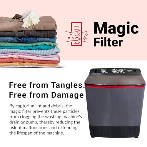Image of Akai 7 Kg, 5 Star, Semi Automatic Top Loading Washing Machine (AKSA-70DBP) Black