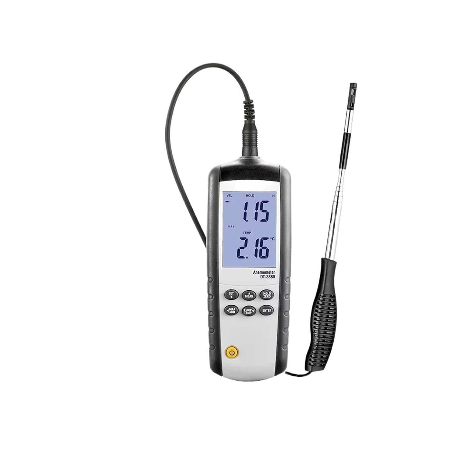 Anemómetro térmico de DT-3880, medición de velocidad del viento industrial portátil