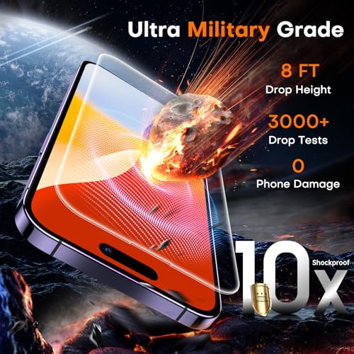 Image of TOCOL for iPhone 14 Pro Screen Protector 9H Hardness Military Grade Shatterproof HD Tempered Glass Full Coverage Easy Installation Case Friendly 2 Pack