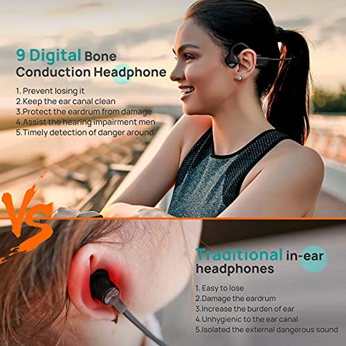 Bone Conduction Headphones with Noise Reduction Tech, 9 Digital N1 Open Ear Headphones with MIC, Waterproof Wireless… - Image 5