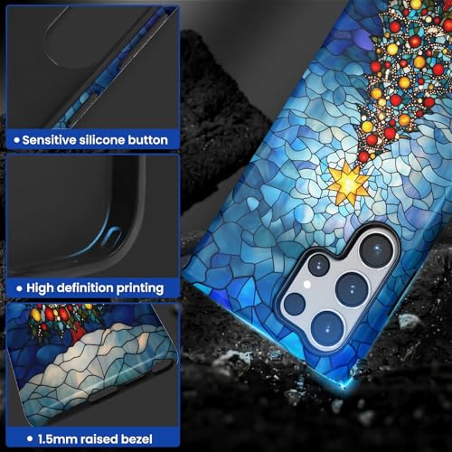 TAMEFOX Case for Samsung Galaxy S24 Ultra,Anti Drop Scratch Protective Phone Cover Case for Women Girl-Glowing Christmas Tree - image 3