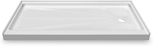 CKB Base de ducha de umbral único de 60 pulgadas de largo x 36 pulgadas de ancho, plato de ducha de drenaje derecho con superficie texturizada