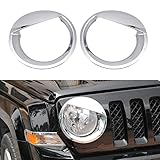 SQQP Chrome Front Light Headlight Cover Trim, Angry Bird Style Bezels Trim 2Pcs for 2011-2017 Jeep Patriot