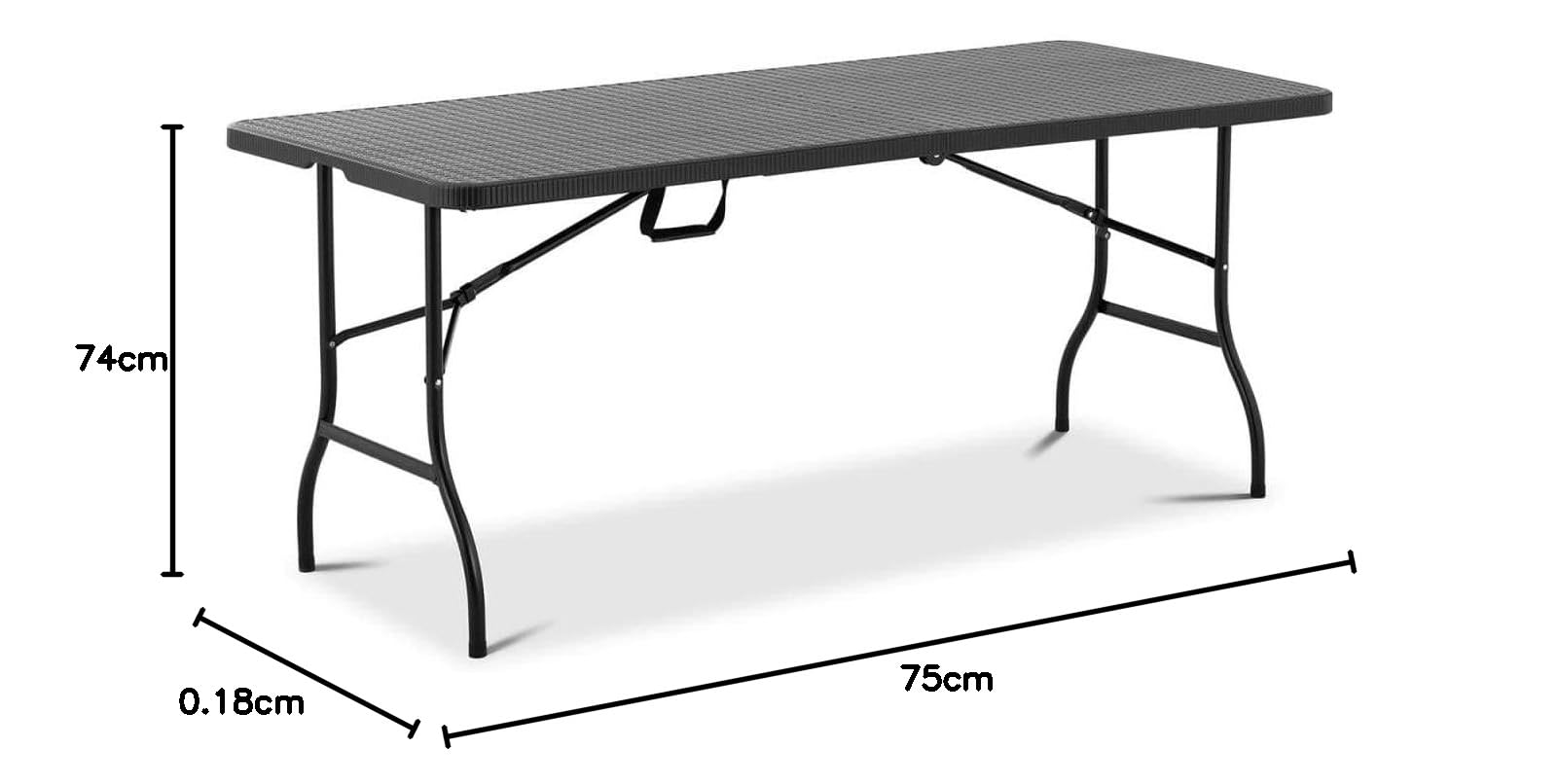 Royal Catering Tavolo Pieghevole da Esterno Tavolo da Giardino RC-FT_3 (150 kg, Nero, Acciaio, Polietilene)