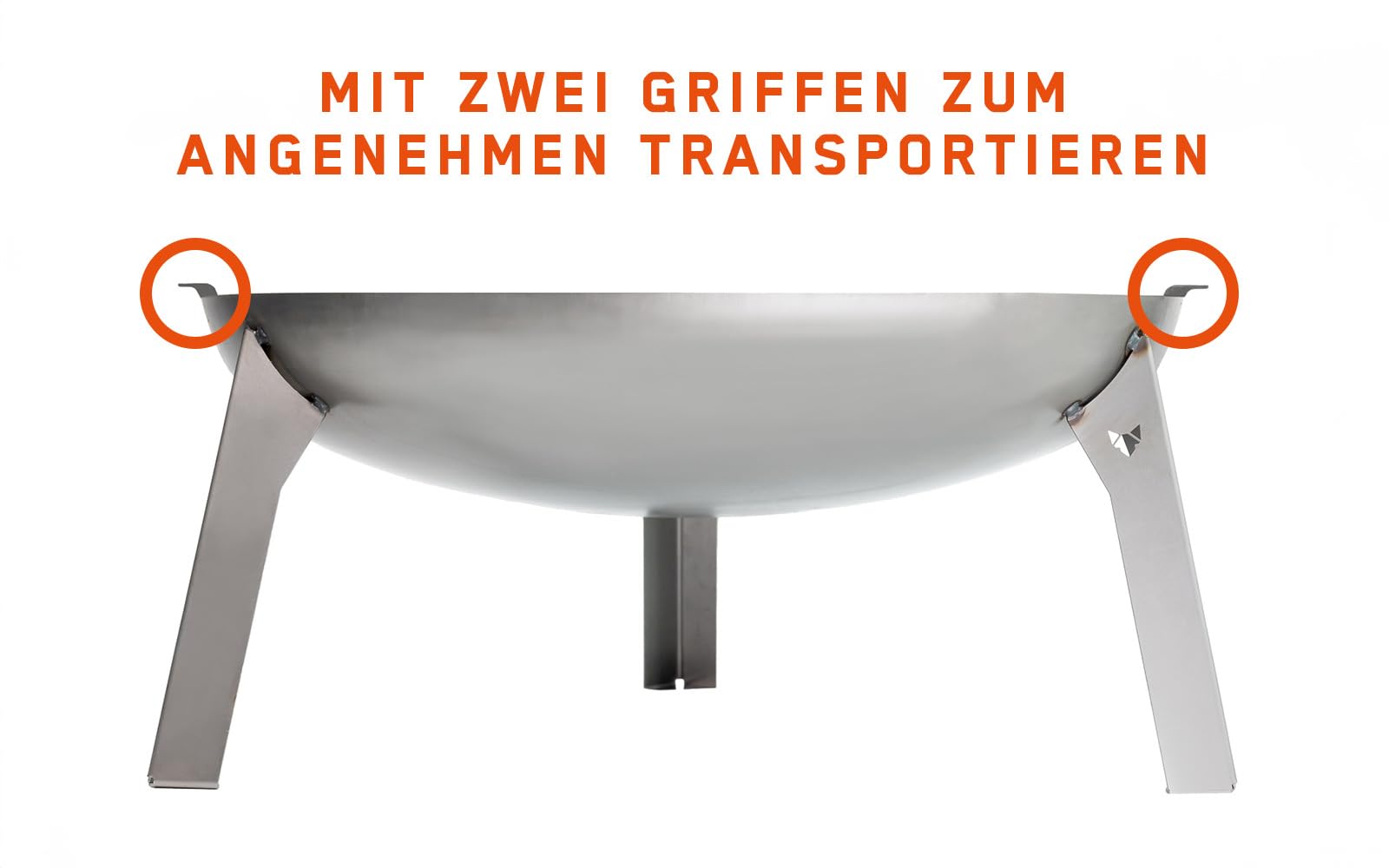 FENNEK Feuerschale 3 Pod | Große Feuerstelle aus massivem 2,0 mm Stahl rostend | Ø 65 cm | Für Garten, Terrasse und mehr | Made in Germany