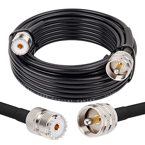 MOOKEERF PL-259 UHF CB Coax Cable 20FT, RG58 PL-259 UHF Male to Female Low Loss Antenna Extension Jumper for HAM Radio, Antenna Analyzer, Dummy Load, SWR Meter