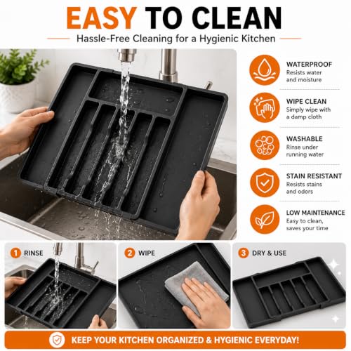 Image of TASMAX cutlery tray for kitchen drawer organisers kitchen spoon organizer for drawer
