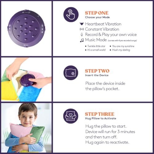 Image of Special Supplies Vibrating Pillow Sensory Pressure Activated for Kids and Adults, 12 inch Plush Minky Soft Cover, Textured Therapy Stimulation Bumps (Ribbed Multiple Colors)