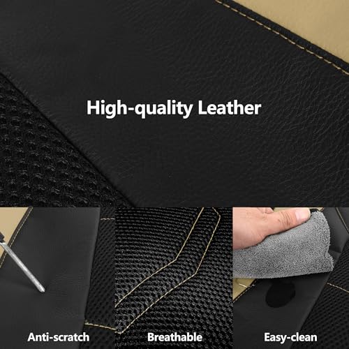 Image of HChengkikz Car Seat Cover, Breathable and Sporty (Black + Beige)