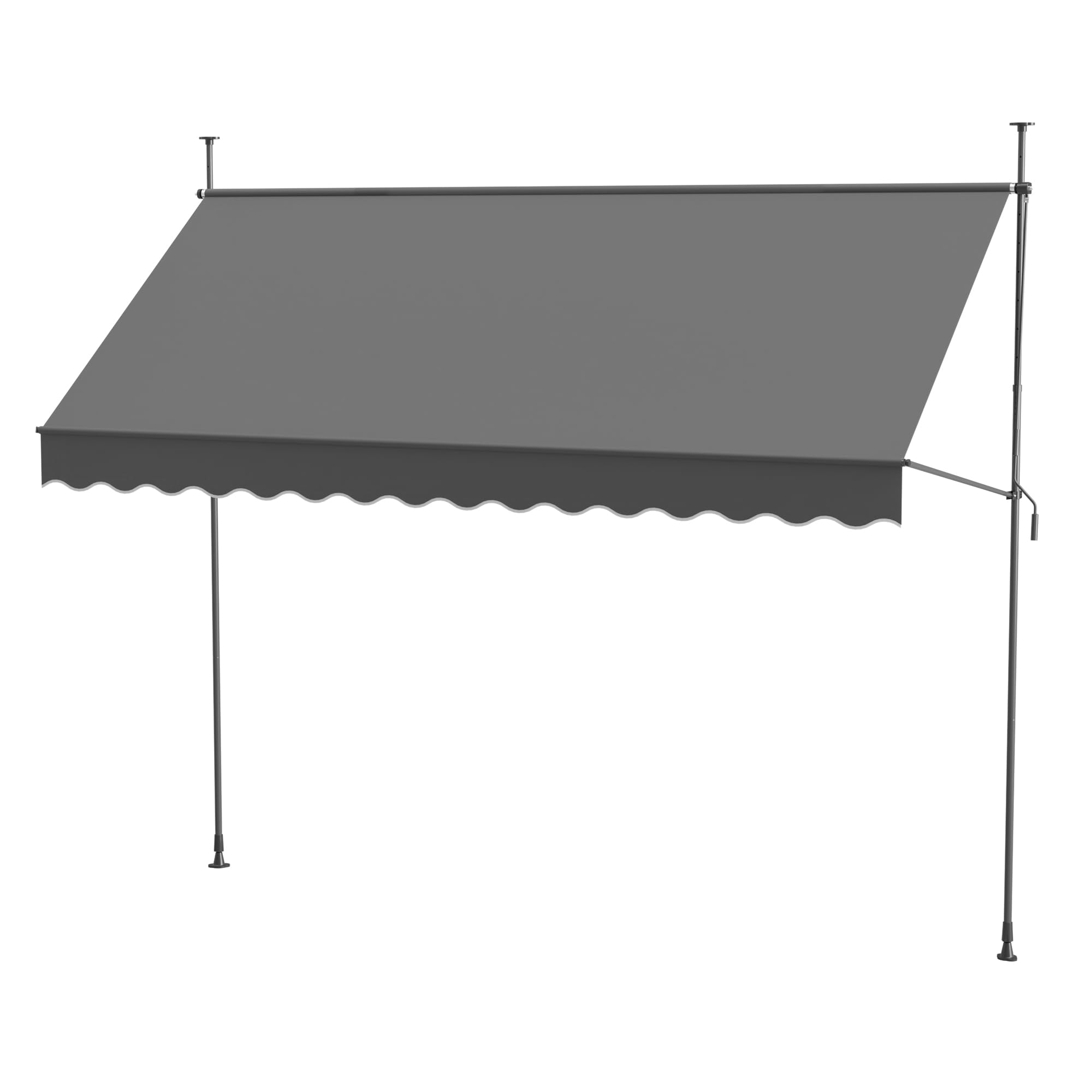 Klemmmarkise 350cm Anthrazit mit Handkurbel - ohne Bohren UV-Schutz wasserdicht für Balkon Terrasse Garten