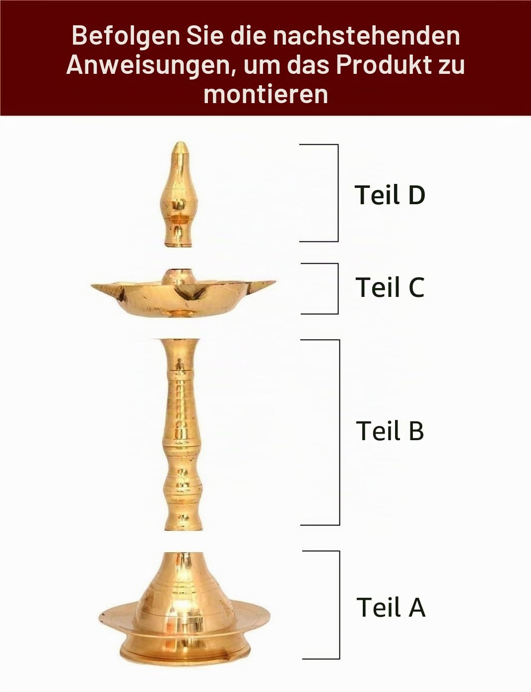 NOBILITY Messing Öllampe Diya 10 Zoll Kerala Traditionelle Samai Deepak Lampe Kutthu vilakku Panchmahal Deepam für Pooja Mandir Diwali Indische Hochzeit Rückkehr Geschenkartikel Puja Set 2 Stück