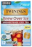 Twinings Brew Over Ice Unsweetened Black Iced Tea K-Cup Pods for Keurig, Caffeinated - 12 Count