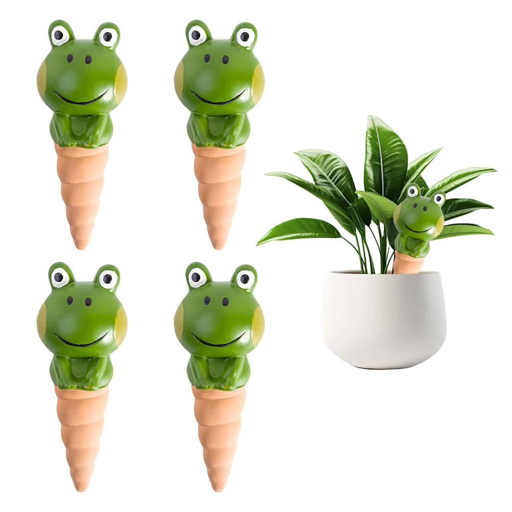 Mineup Plant Watering Globes, 4 Pcs Plant Watering Bulbs, Cute Frog Self Watering Globes, Automatic Plant Waterer