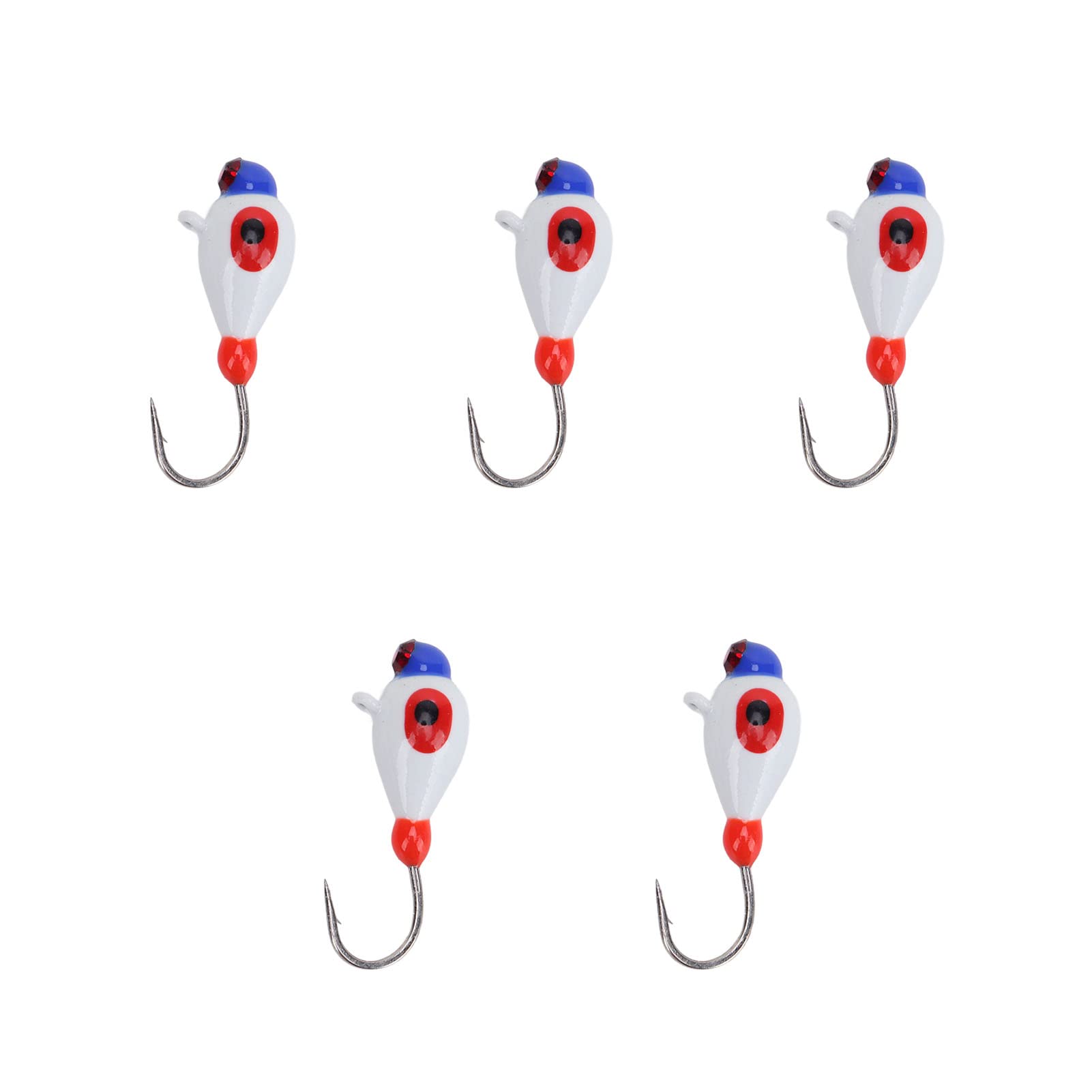 Muiltvoe 5MM Ice Fishing Jigs Kit, High Carbon Steel Hooks Lures with Bright Paint and Big Eyes, for Freshwater Saltwater Crappie Bluegills Walleyes