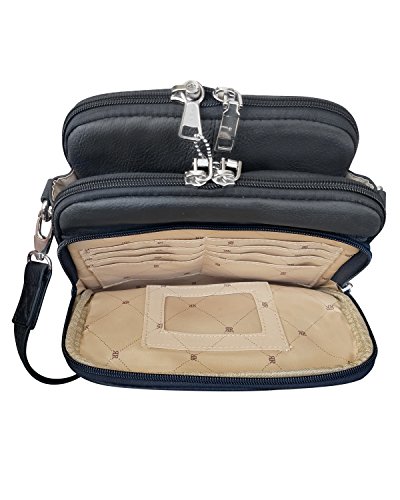 Roma Leathers Square Leather Cross body Bag Men & Women Conceal Carry Gun Purse (Black)2
