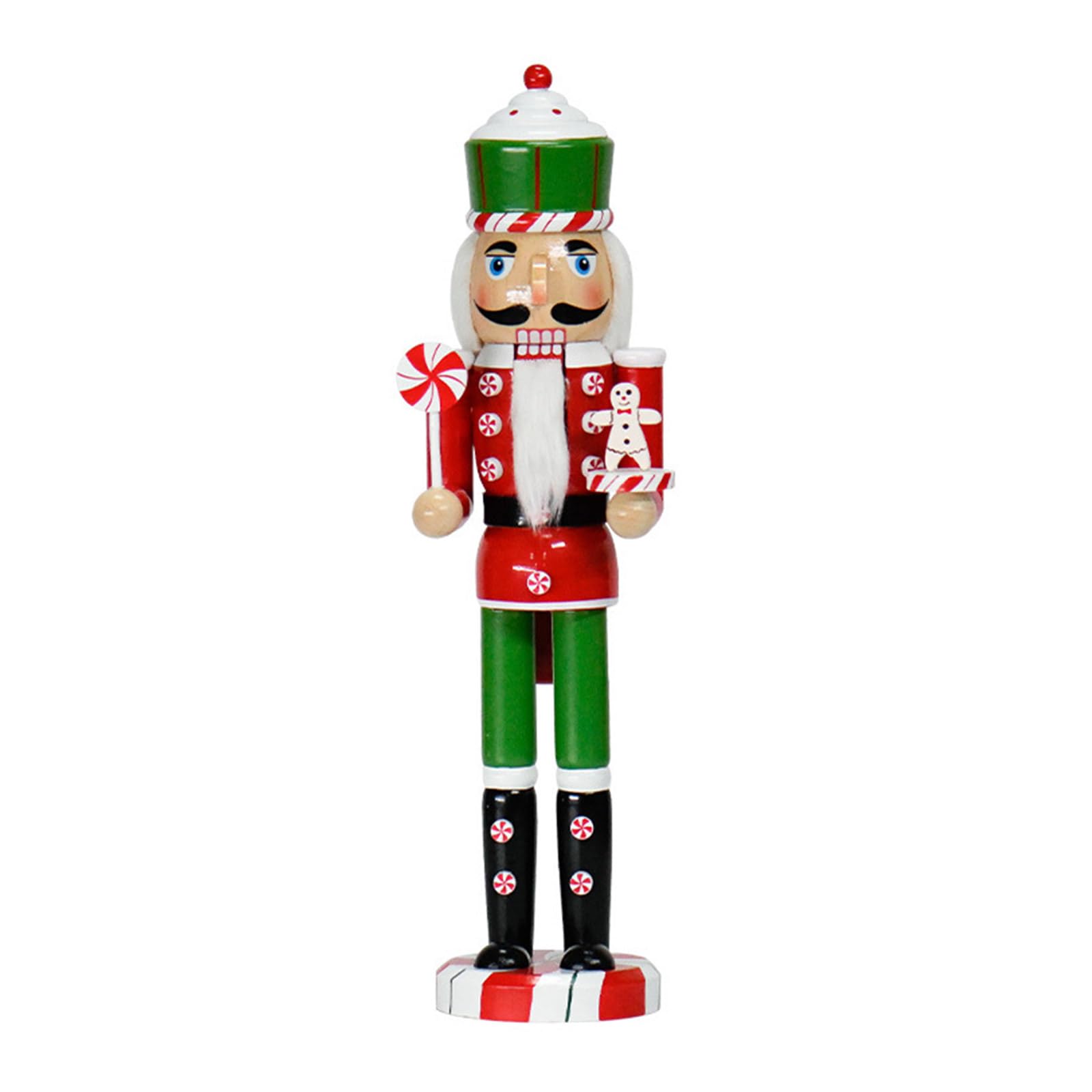 Kalttoy Wood Nutcrackers Collectible Christmas Figurines Santa Cupcake Swirls Candy Nutcrackers Decorations