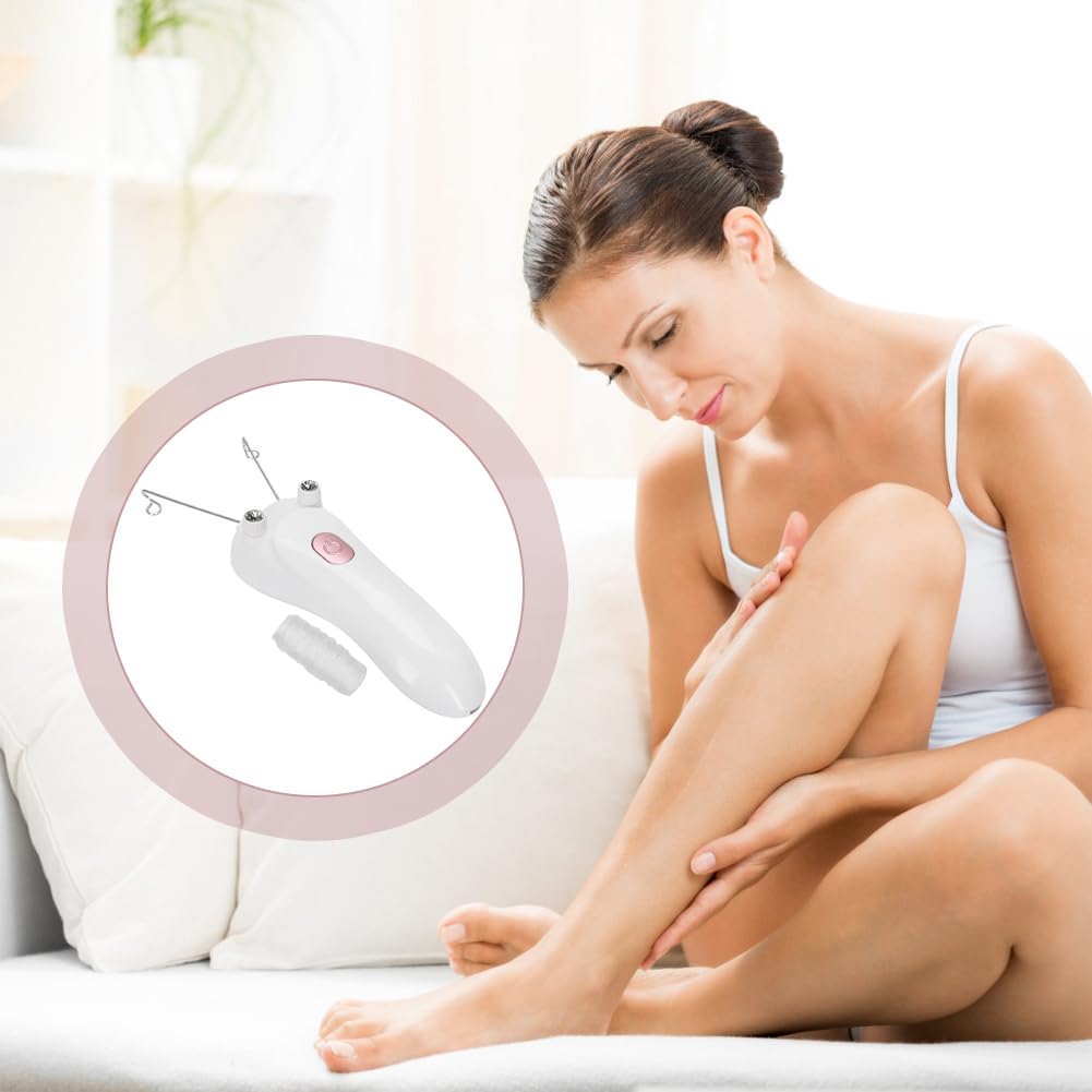 Epilatore Elettrico con Filettatura, Donna Filo di Cotone Corpo Rasoio Rimozione Filettato Elettrica dei Peli Viso Ricarica USB per Femminile Facciale Gambe Braccia Massaggiatore Bellezza Rosa