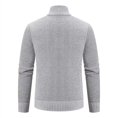 Men's Stand Collar Knitted Cardigan Slim Fit Full Zip Up Sweater Pockets Stand Collar Cable Knit Jacket3
