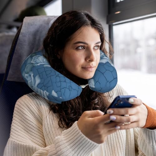 Almohada cuello en forma de U espuma viscoelástica azul miniatura 5