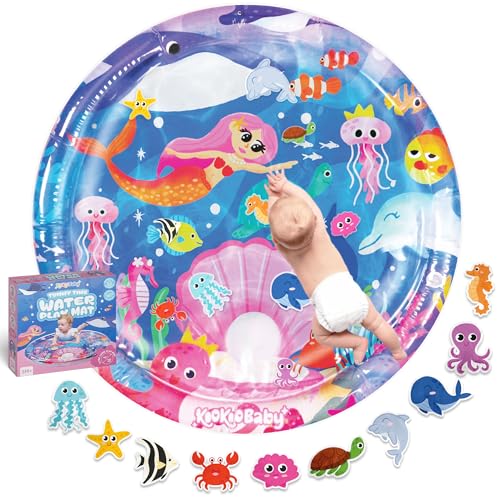 Image of KooKooBaby Tummy Time Water Mat for Babies - Xtra Large Sensory Baby Water Mat for Tummy Time & Motor Development - Leak-Proof Water Pad, Durable Infant Water Play Mats for Baby Boys & Girls 3 Months+