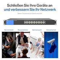 Linksys LGS124-EU 24-Port Unmanaged Gigabit-Netzwerk-Switch – Ethernet-Switch/Hub mit Metallgehäuse, Splitter – Platzierung an der Wand oder auf dem Schreibtisch im Büro oder zu Hause, Plug-and-Play – Ansicht 9